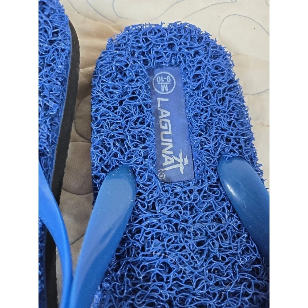 Laguna Sandal Flipflop Plastic AstroTurf Blue Y2K Men's Size‎ Medium 9/10